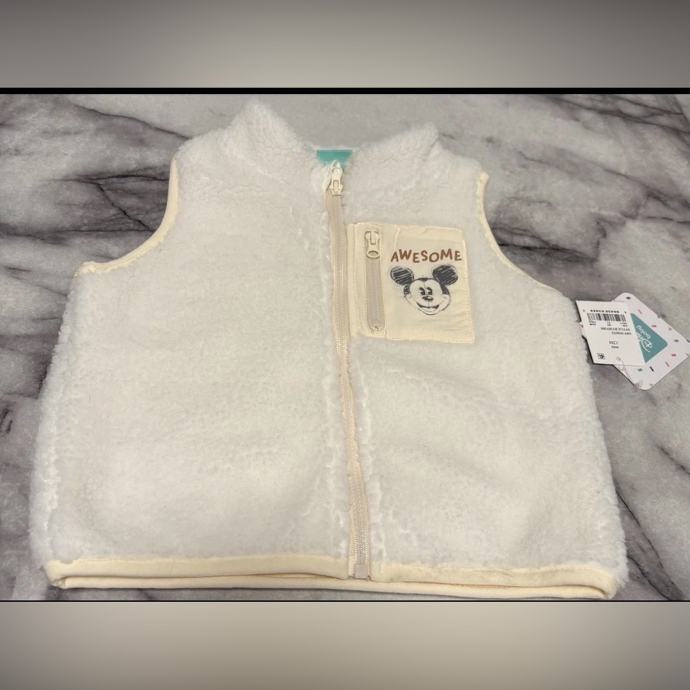 NWT Disney Baby Mickey Mouse Zip Up Vest Girls 12 Months